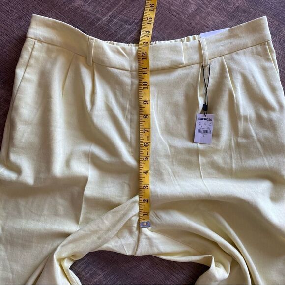 Express Pants Super High Rise Yellow Large Stretch NEW Vibrant - Picture 7 of 11